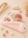 Doudou tortue lange motif tortue rose double face fait main au crochet - Les Merveilles de Choupinou
