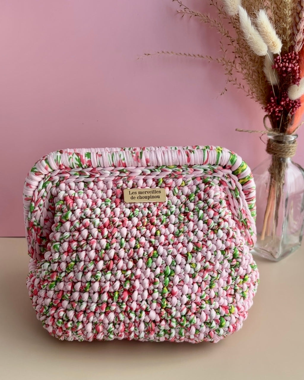 Pochette beauté taille M -  "Rose pivoine"