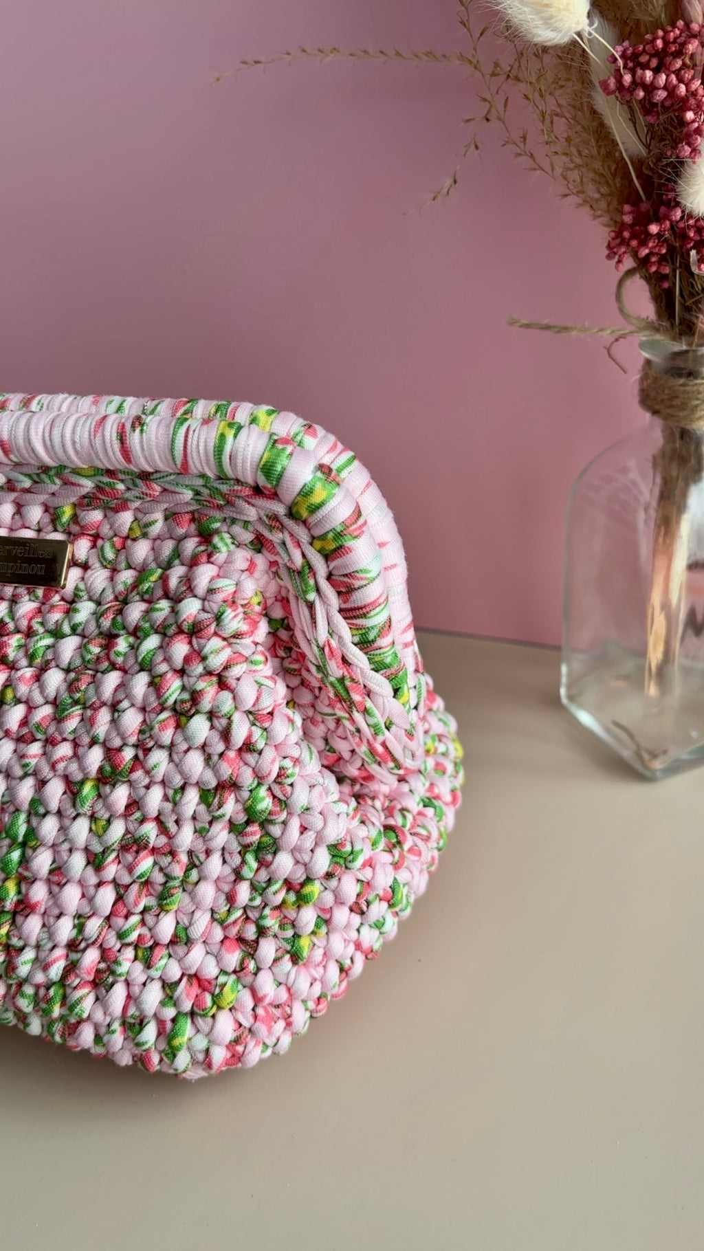 Pochette beauté taille M -  "Rose pivoine"