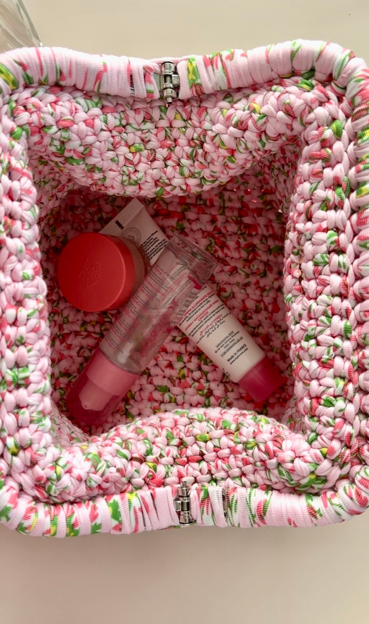 Pochette beauté taille M -  "Rose pivoine"