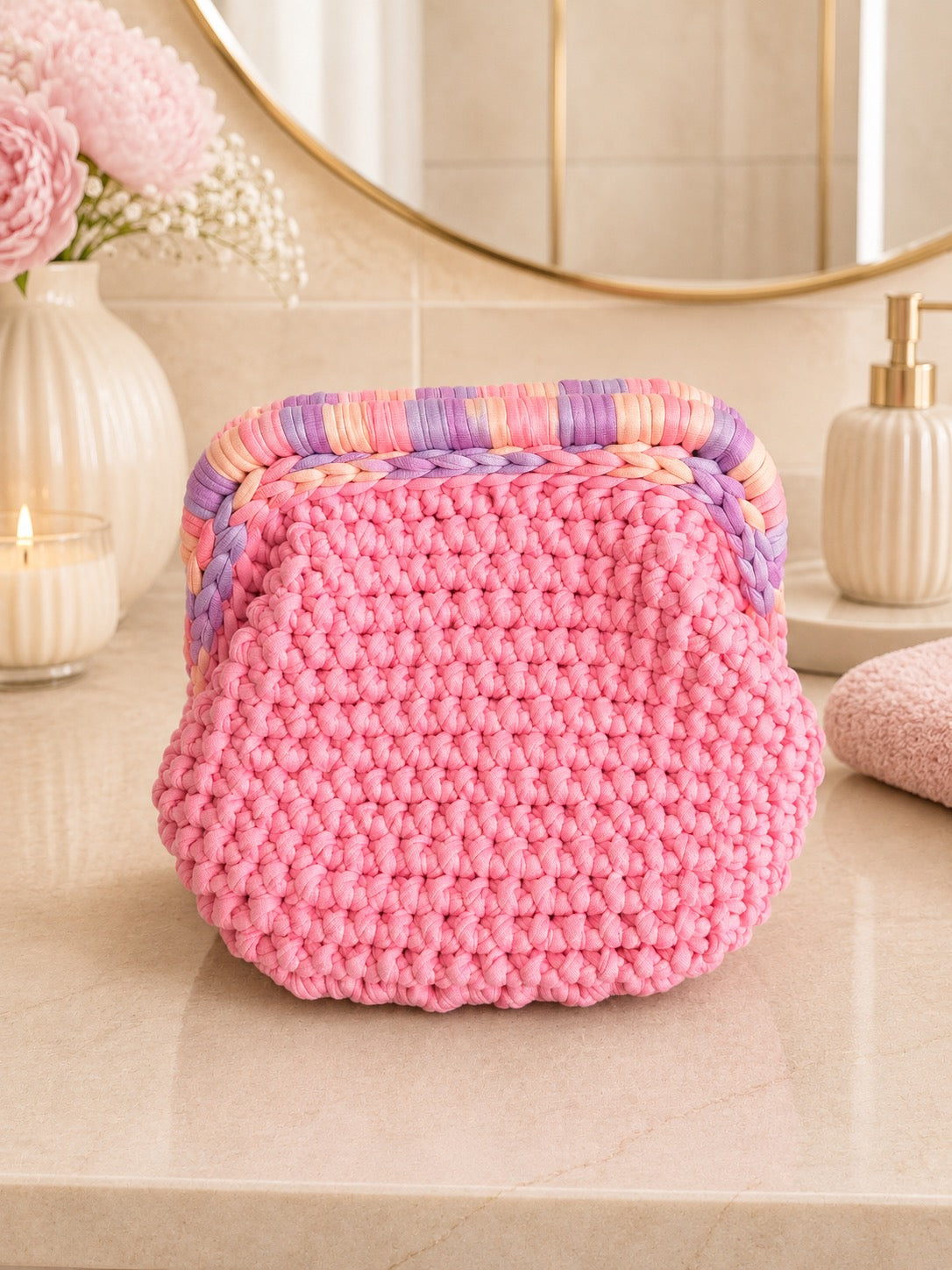 Petite pochette beauté - " Bulle de rose "