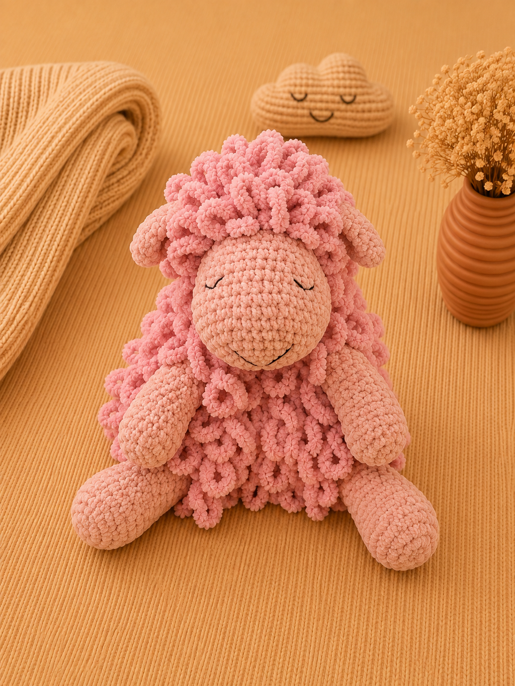 Doudou grand mouton rose. Idéal naissance, décoration chambre, anniversaire. 