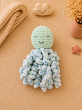 Doudou Pieuvre Bébé Vert d'eau - Fait main au crochet