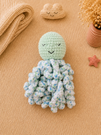 Doudou Pieuvre Bébé Vert d'eau - Fait main au crochet