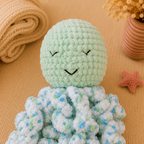 Doudou Pieuvre Bébé Vert d'eau - Fait main au crochet