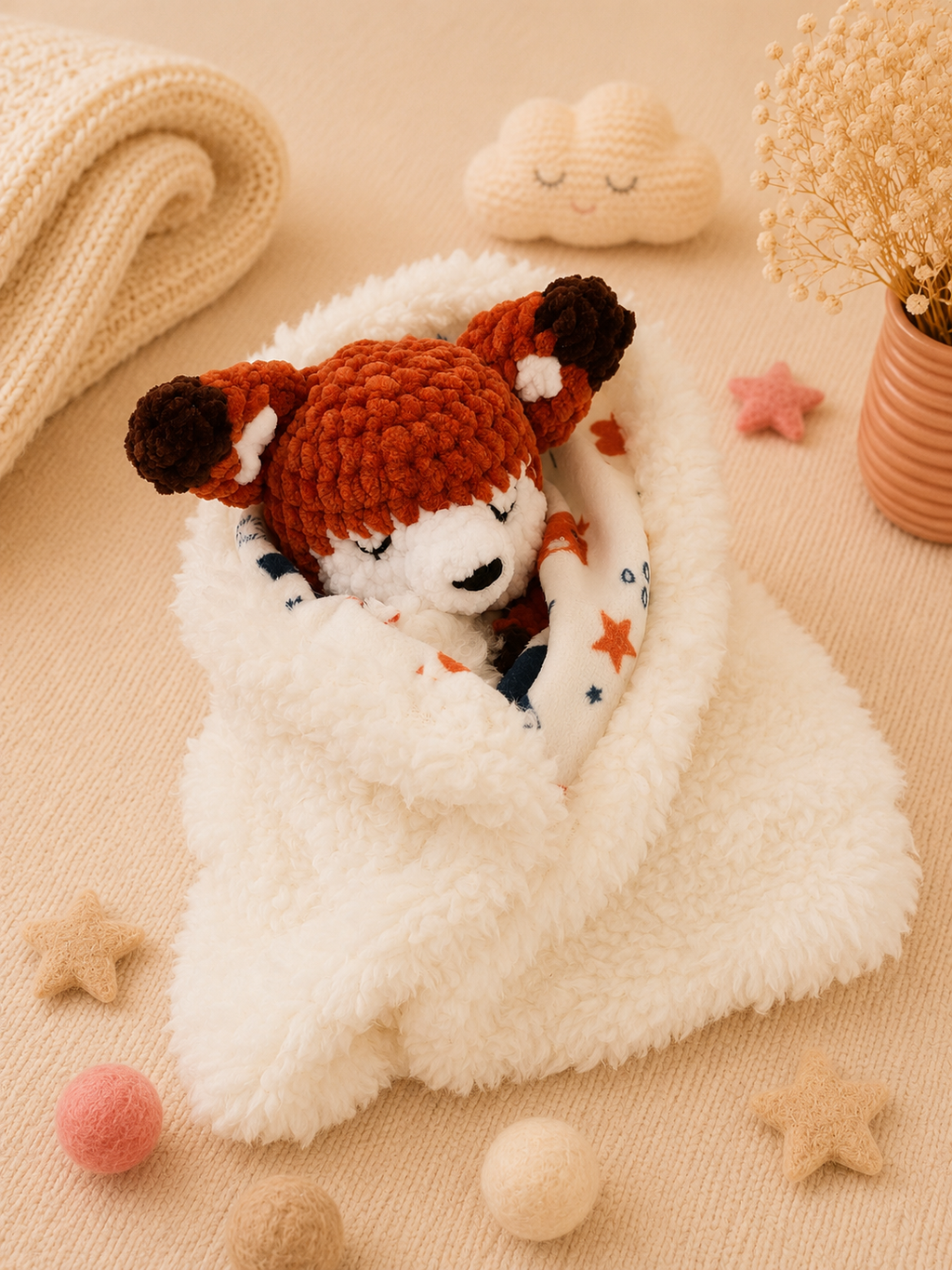 renard enveloppé cadeau pour bébé norme CE 