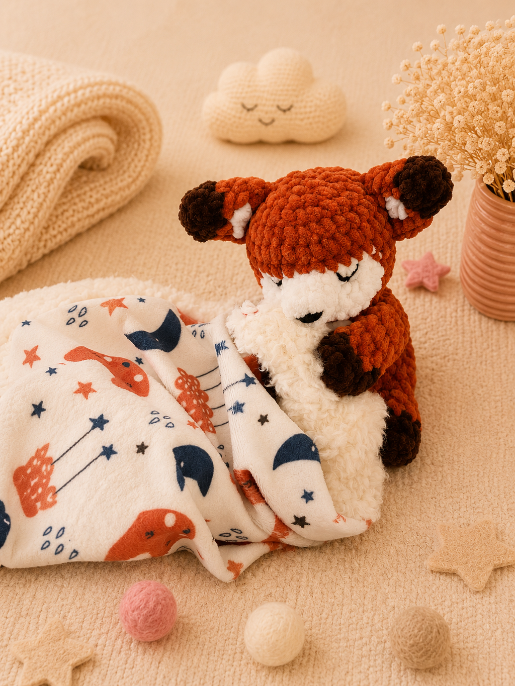 Doudou lange de près laine chenille Oeko Tex matière douce et lange minky