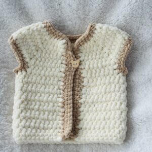 Gilet sans manches 0-3 mois / 3-6 mois - Bicolore crème & beige