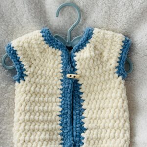 Gilet sans manches 0-3 mois / 3-6 mois - Bicolore crème & bleu